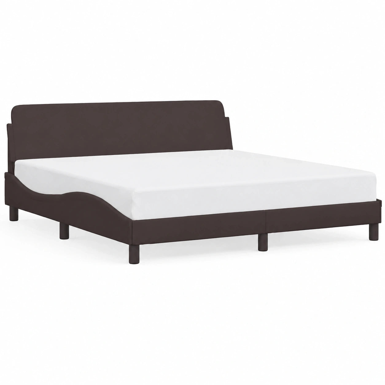 Dover Polsterbett 160x200 cm Dunkelbraun mit Wellen-Kopfteil, Stabil und Komfortabel für Schlafzimmer