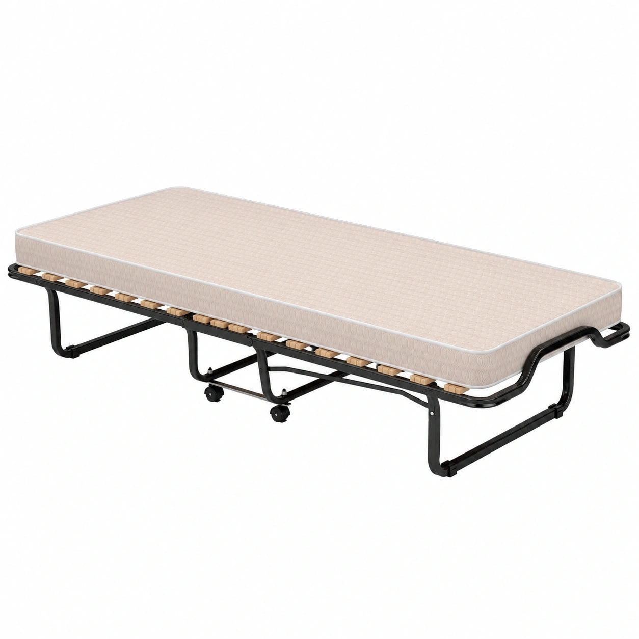 Klappbares Gästebett 80x200 cm mit Memoryschaum-Matratze, Robuster Metallrahmen bis 120 kg, Mobil dank 4 Rollen