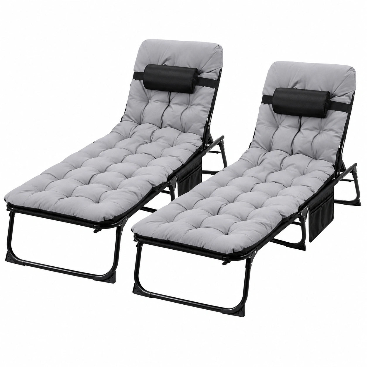 Clevich Klappbare Sonnenliege 2er Set, Wasserdichte Matratze, Verstellbare Rückenlehne, Ideal für Garten, Büro, Pool und Camping