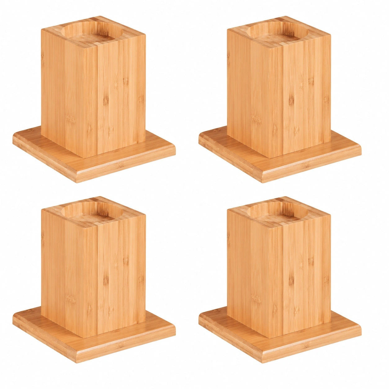 Relaxdays Möbelhöher Set - 4er Pack, 14 cm Erhöhung, Ideal für Tische und Betten, Naturfarbe