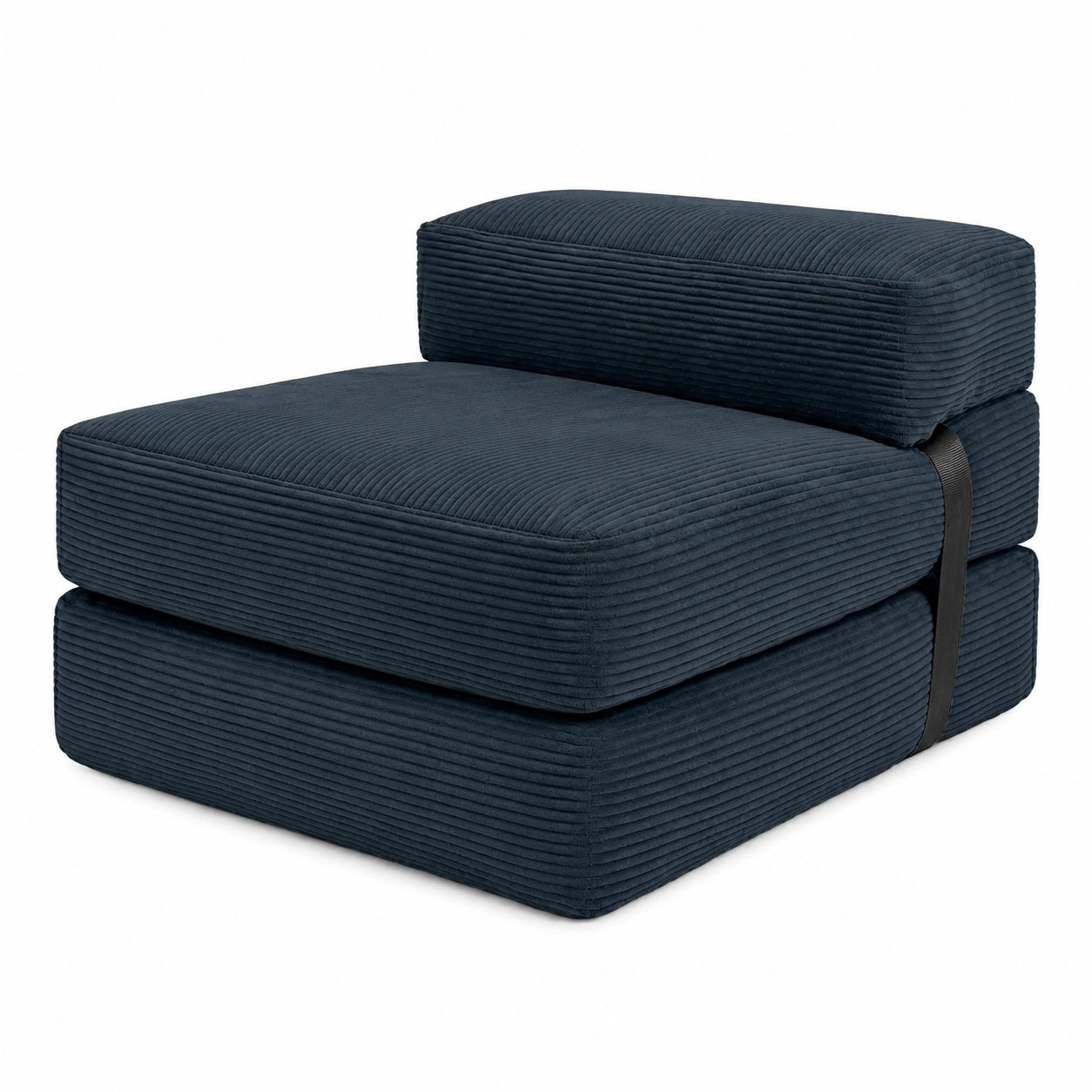 Klappbarer Gästesessel mit Cordbezug, Schlafmatratze faltbar - Komfortable Schaumstoffpolsterung, Blau, 70x190 cm