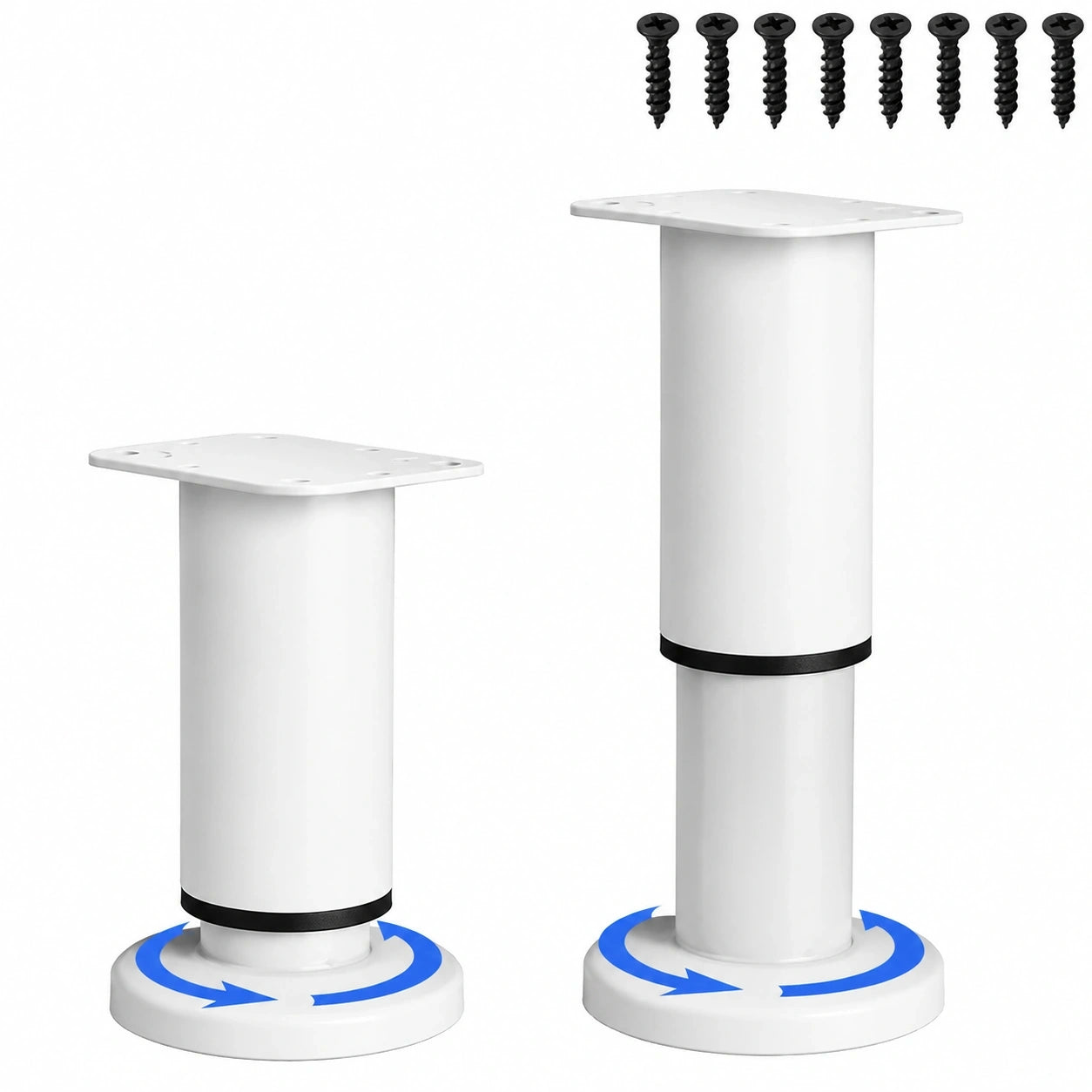 4er Set Höhenverstellbare Metall-Möbelfüße, Stahl Ersatzbeine 25-42cm, Ideal für Sofa, Bett und Tisch, Farbe: Weiß