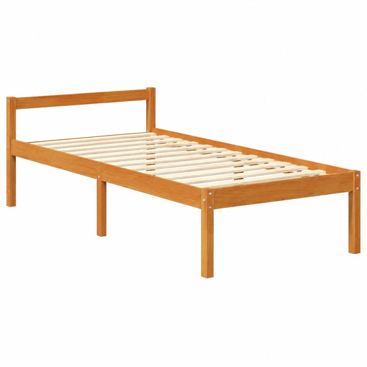 Massivholzbett Kiefer 90x190 cm mit Unterbettkasten, 44 cm hoch, wachsbraun, ideal für Schlafzimmer und Gästezimmer
