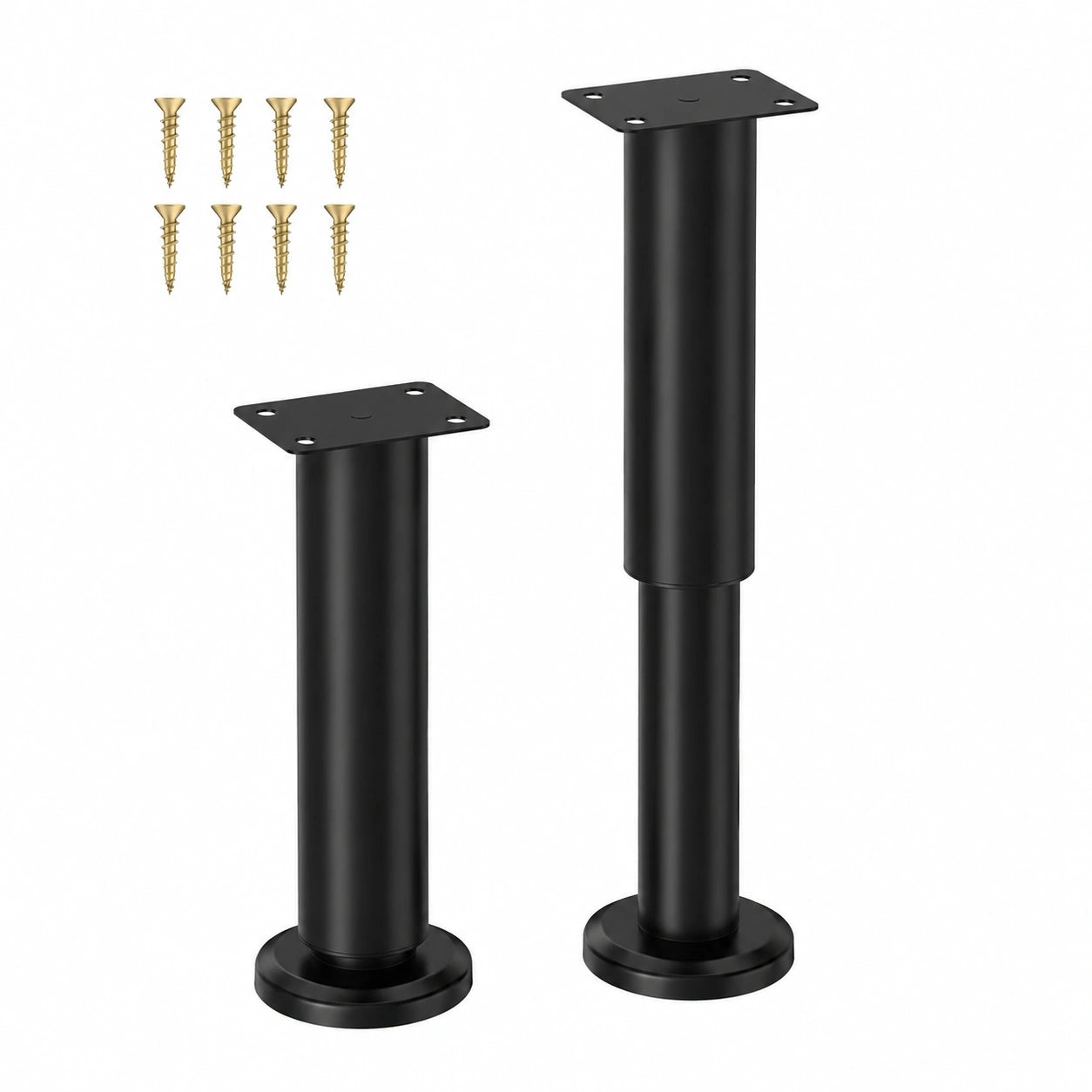 Höhenverstellbare Möbelbeine aus Metall, 2er Set (18-32cm), Schwarz für Sofa, Bett, Nachttisch, Schrank