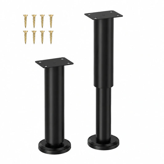 Höhenverstellbare Möbelbeine aus Metall, 2er Set (18-32cm), Schwarz für Sofa, Bett, Nachttisch, Schrank