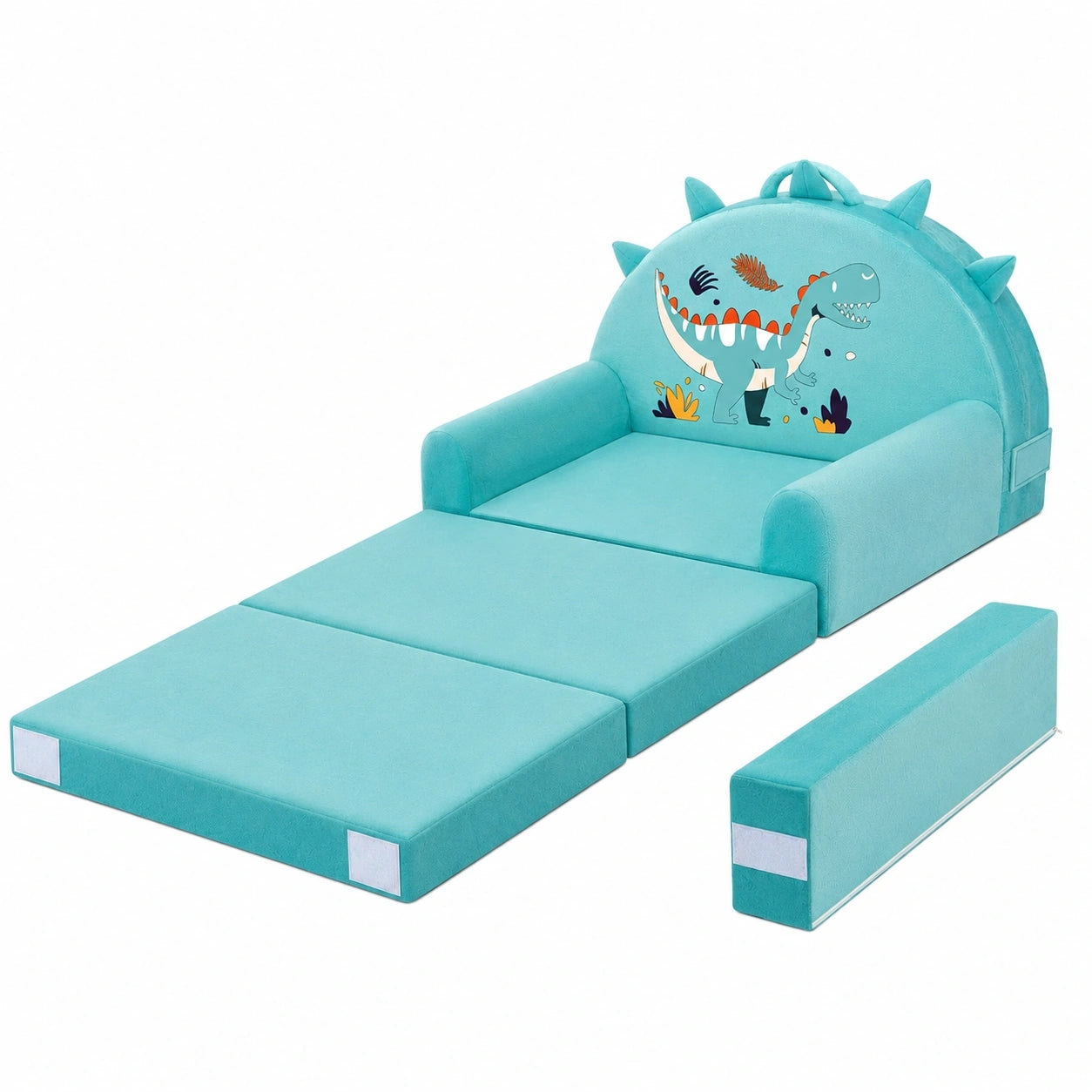 Kinder-Sofa Dinosaurier, 2-in-1 Klappcouch aus weichem Kristall-Samt, 150 cm, für Schlafzimmer und Spielzimmer, ideales Geburtstagsgeschenk