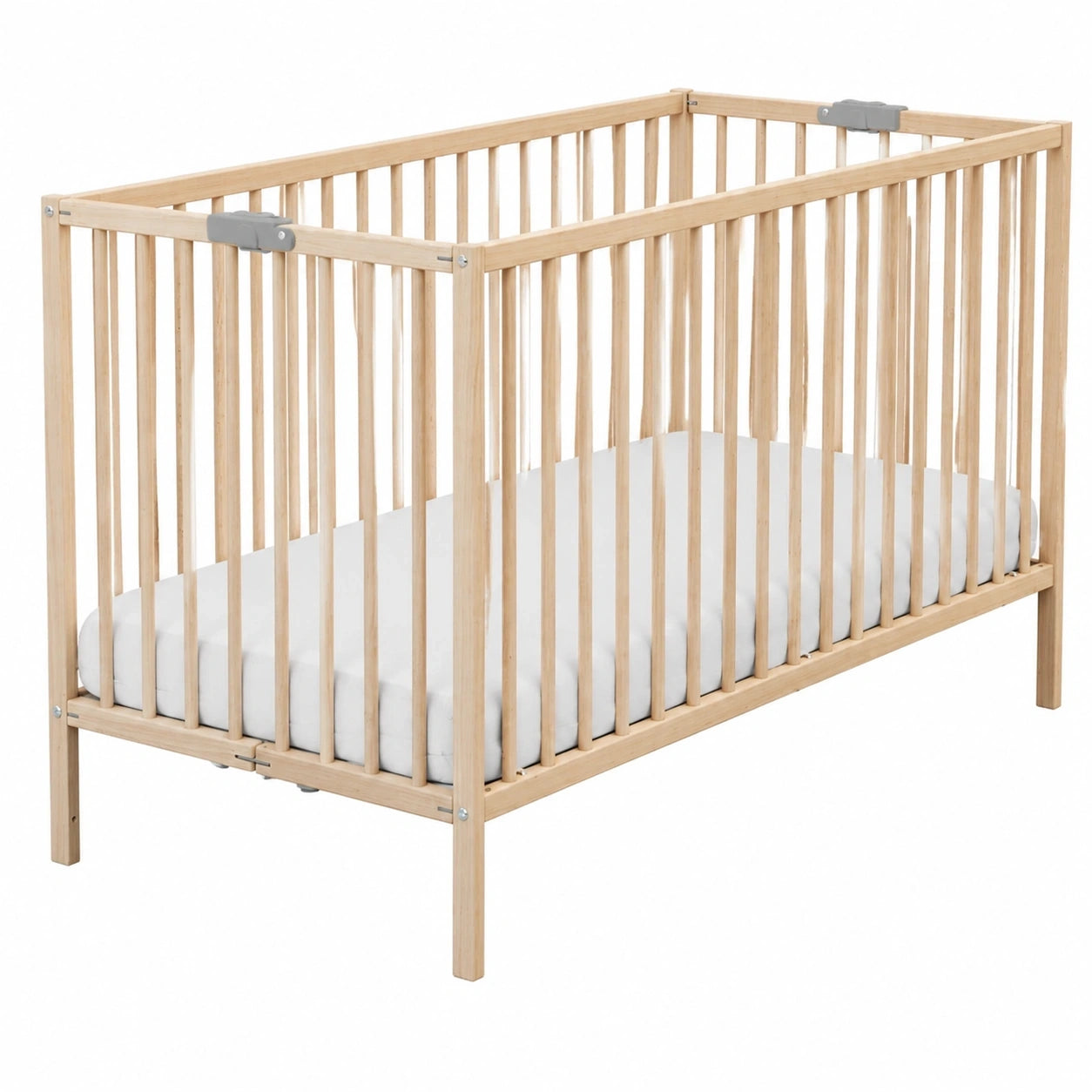Webaby Faltbares Babybett aus Holz 60x120 cm mit Flex-Matratze - Kompakt und Tragbar