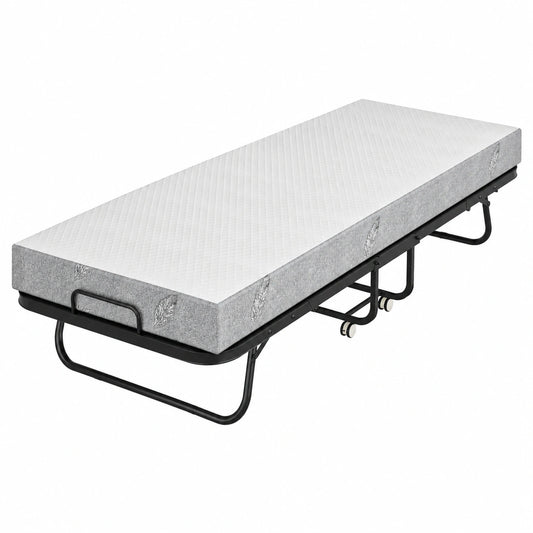 Faltbares Gästebett 90x200 cm, mit 13 cm Memoryschaum-Matratze & Schutzhülle, robuster Klapprahmen, 4 Rollen, bis 200 kg belastbar