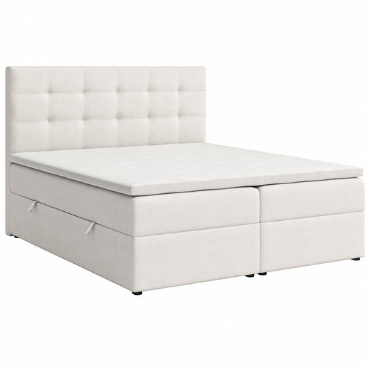 Jessa Boxspringbett mit Stauraum, Matratze H2/H3 und Topper, Beige, 160x200 cm