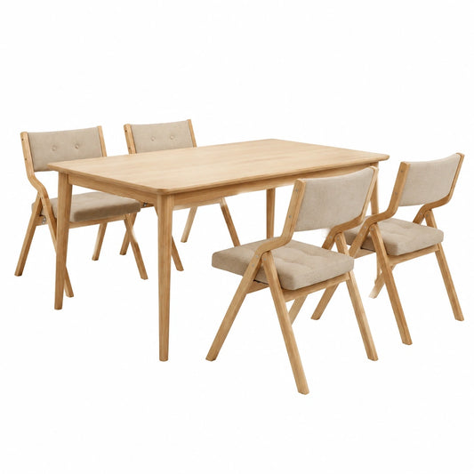 Clevich 4er Set Gepolsterte Holz-Klappstühle, Tragbare Stühle für Gäste, Küche, Büro, Hochzeiten und Partys, Selbstaufbau, Farbe Beige