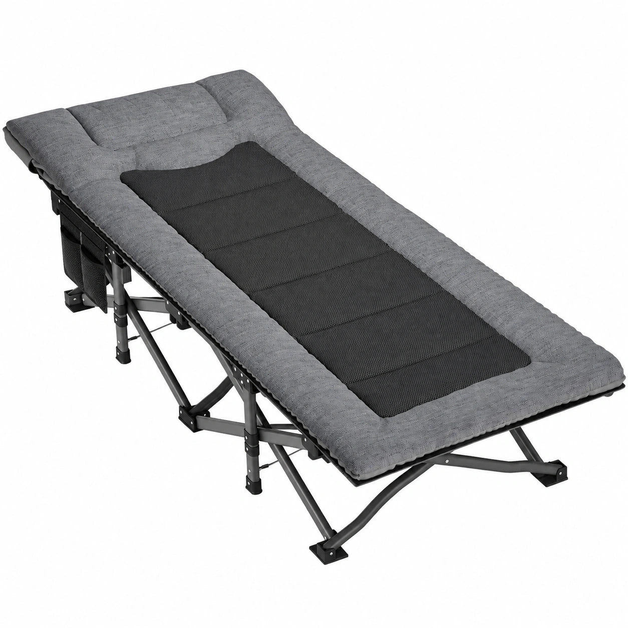 Klappbares Campingbett mit verstellbarer Rückenlehne und Polsterung – Tragfähig bis 200 kg, inkl. Tragetasche