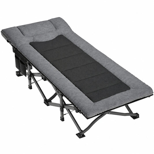 Klappbares Campingbett mit verstellbarer Rückenlehne und Polsterung – Tragfähig bis 200 kg, inkl. Tragetasche