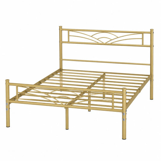 Metallbett 140x200 cm in Antikgold für Gästezimmer und Schlafzimmer