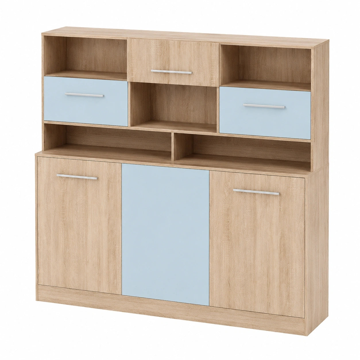 Horizontal Klappbett Roger 90x200 cm mit Regal in Sonoma Eiche/Blau